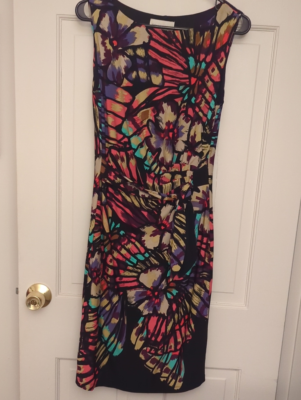 Ronni Nicole Black Midi Skirt with Vibrant Floral Print